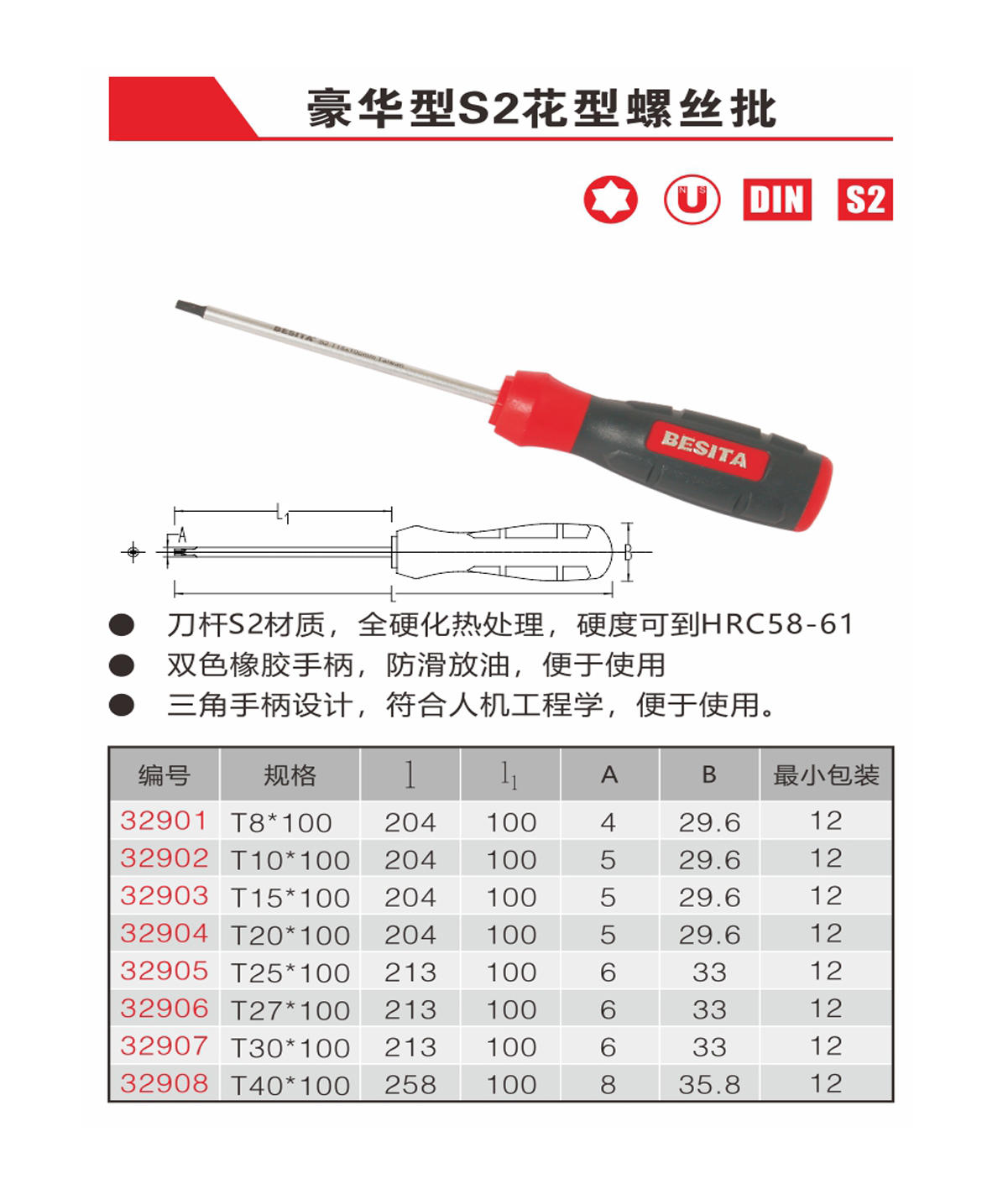 豪華型S2花型螺絲批（NO.32901-32908）